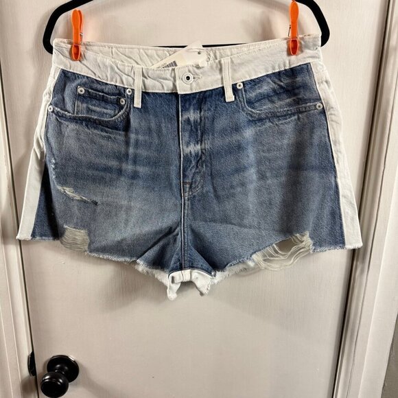 JONATHAN SIMKHAILeo High Rise Denim Shorts In Two-toned Pismo$195 - Picture 3 of 10